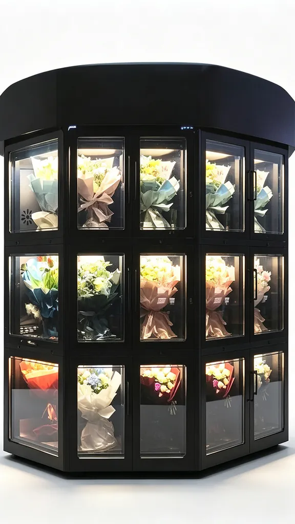Black round floral cabinet