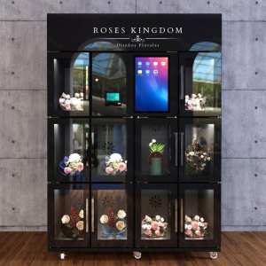 2025 popular 24/7 self-service florist flower shop vending machine sell bouquet of rose