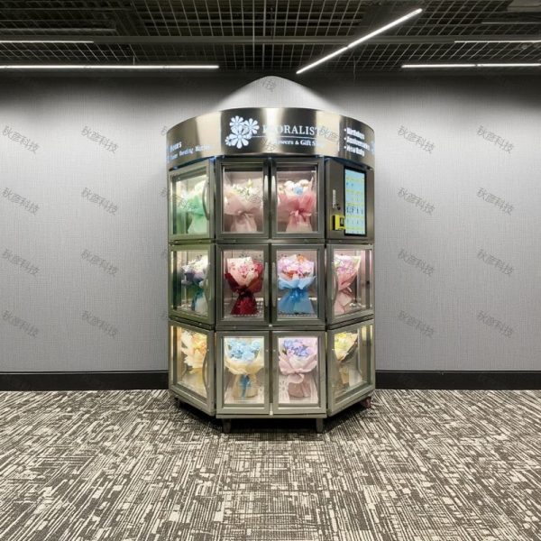 Florist flower vending machine with remotely management system automatically dispensing rose